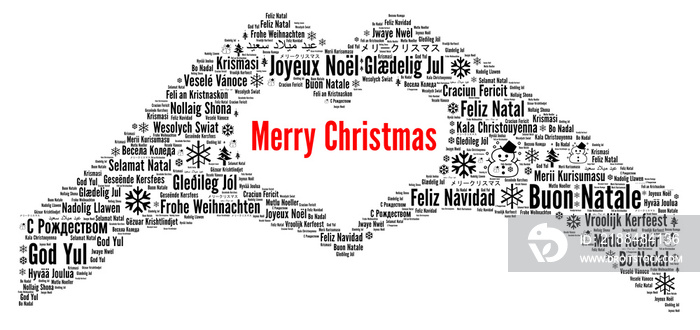 Merry Christmas in different languages word cloud