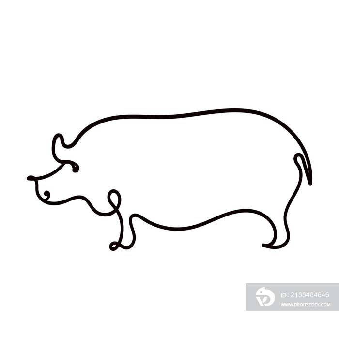 One line drawing of pig