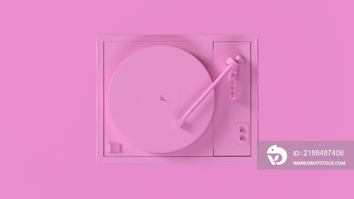 粉红色复古转盘唱片播放器3d插图