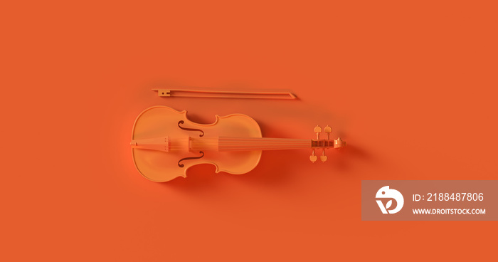 橙色小提琴3d插图