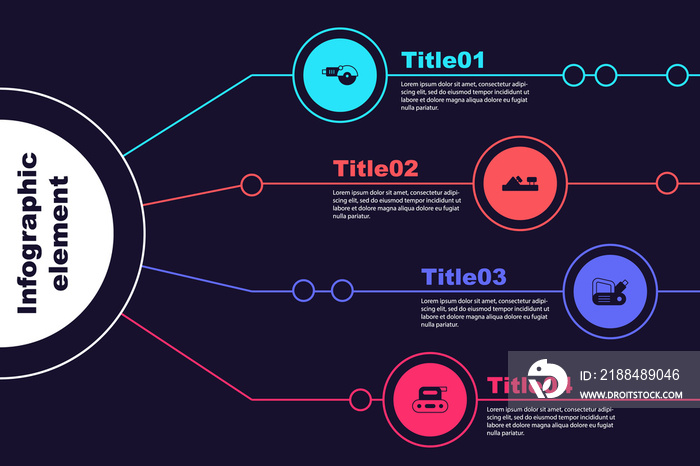 设置角磨机、木平面工具、电刨和。商业信息图模板。矢量