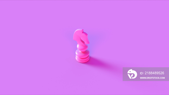 粉色国际象棋骑士棋子3d插图3d渲染图