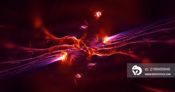 3D rendering abstract red fractal light background