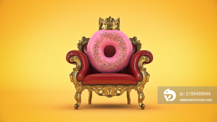 Delicious King donut. 3d rendering