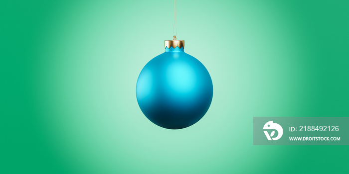 Christmas or New Year holidays background with blue bauble, 3d render