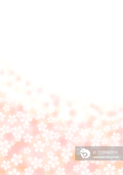 画面下に桜の花が淡く咲くイラスト no.02
