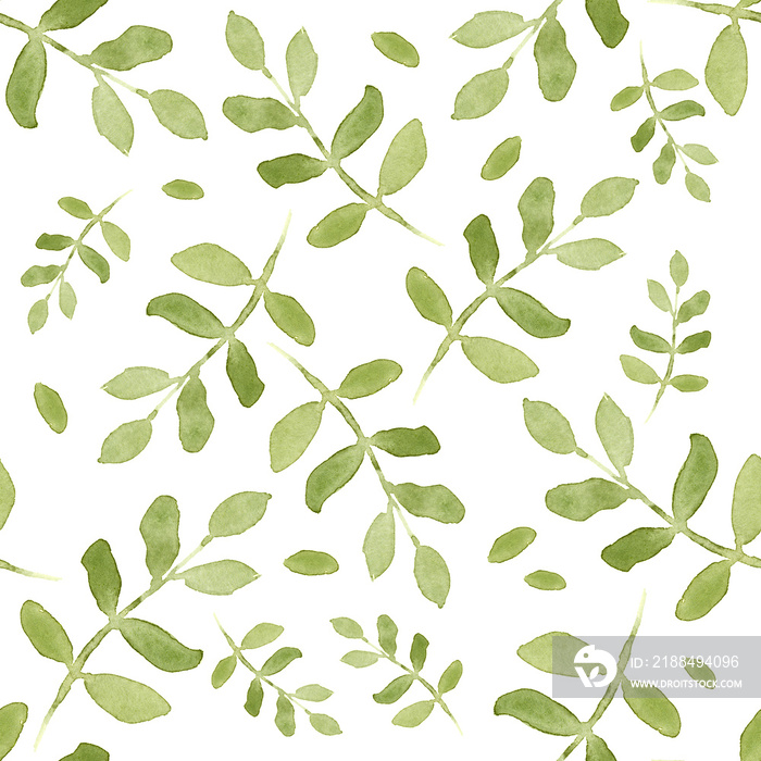 Seamless pattern with green leaves