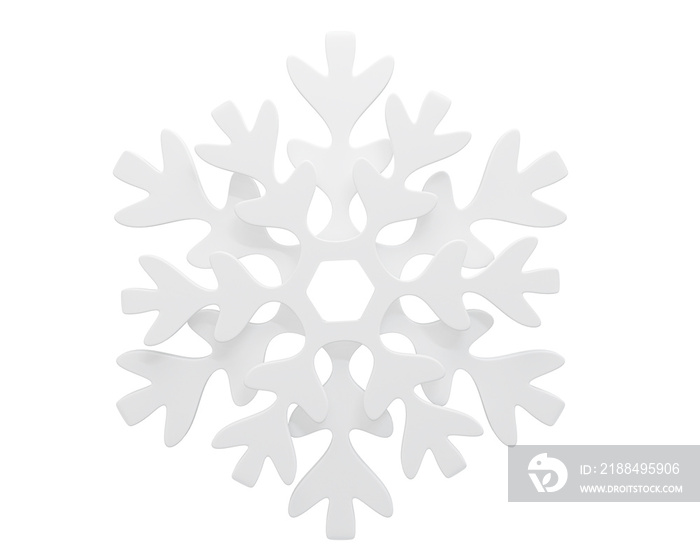 Christmas toys white snowflake isolated on white background, 3d rendering