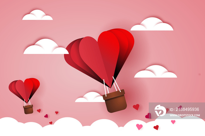 爱心气球。爱与情人节。