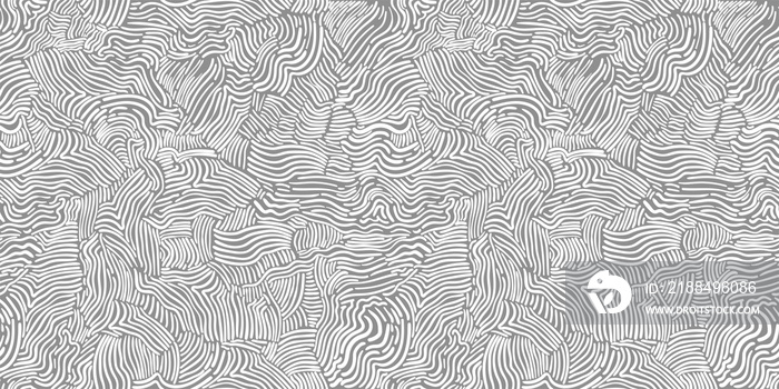 Abstract chaotic seamless black and white pattern hand drawn hatching