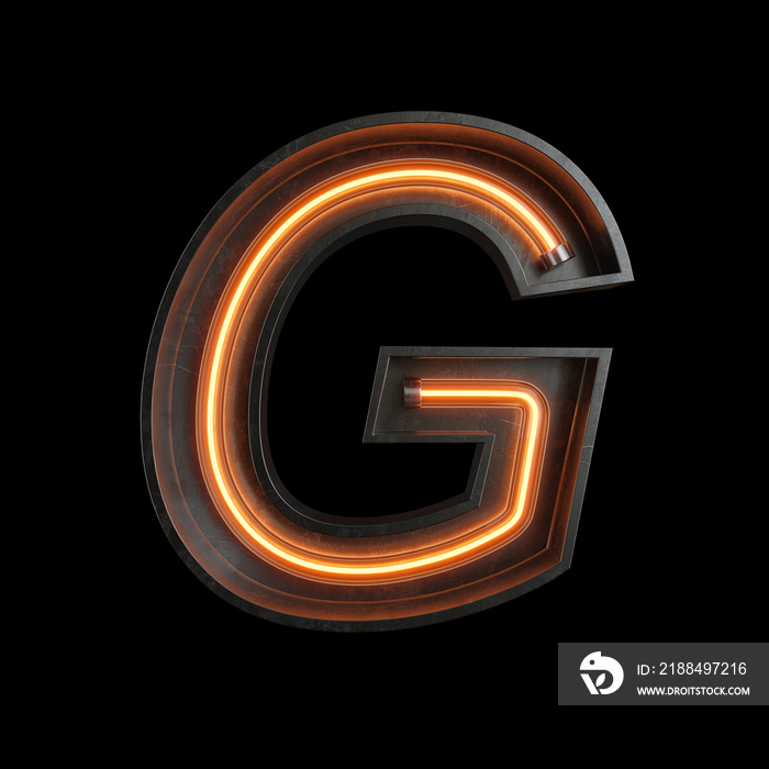 Neon Light Alphabet G with clipping path