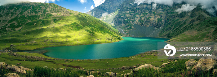 Nundkol lake is near the Gangabal lake, at the base of Mount Harmukh. This is the last lake on the Kashmir Great Lake trek which is an alpine high altitude trek in Kashmir, India.