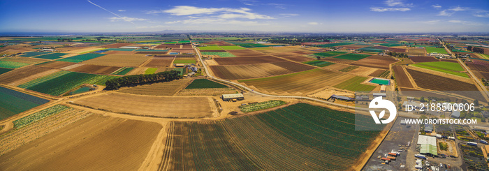 Aerial panorama of beautiful agricultural area in Australia