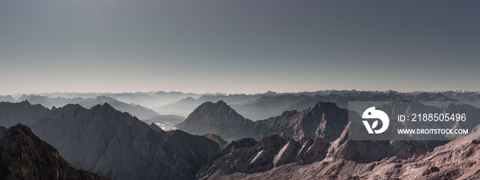 Mountain panorama in cloudless weather