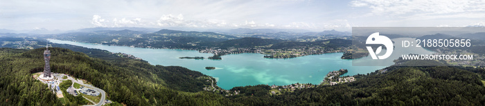 Drone view on the lake Wörthersee