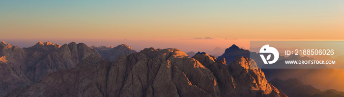 Amazing Sunrise at Sinai Mountain, Beautiful dawn in Egypt, Beautiful view from the mountain