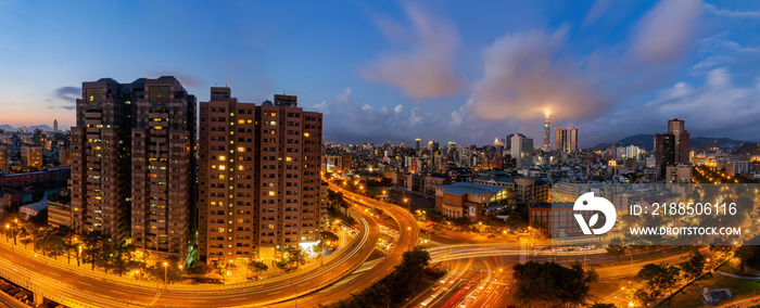 Night aerial view of the Taipei Paradise apartment