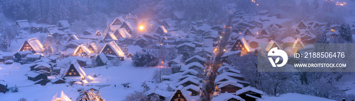 Winter Landscape of Shirakawago Panoramic