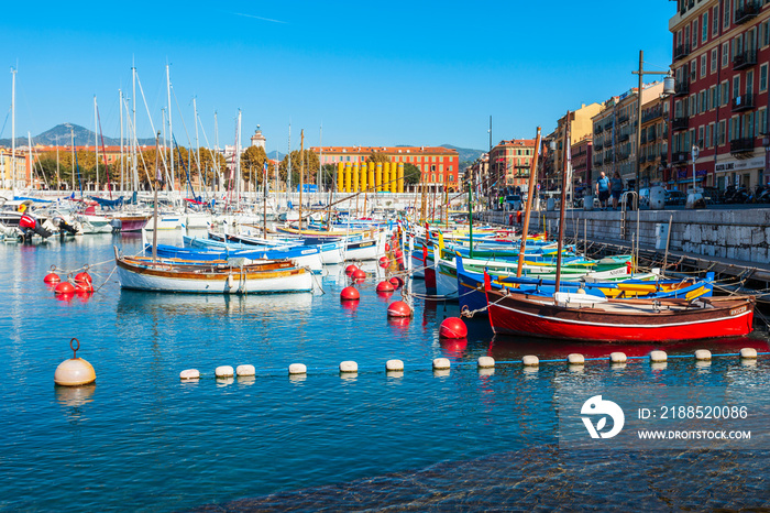 Nice port with boats, France