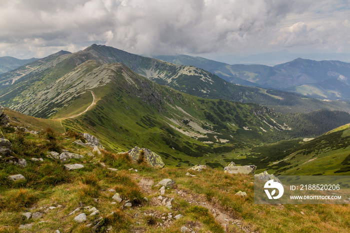 Ridge of Nizke Tatry mountains with Chopok mountain, Slovakia