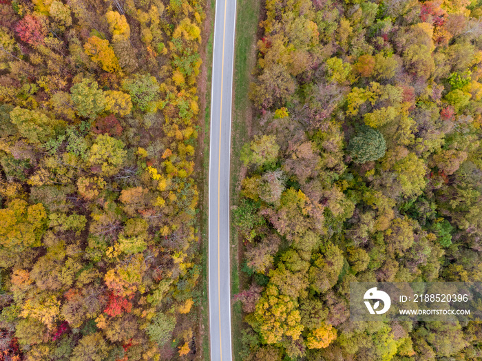 Blue Ridge Parkway in Virginia from Above in the Fall