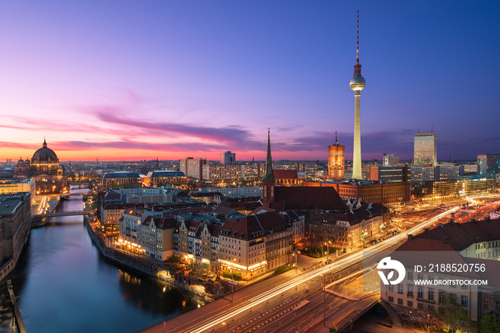 Berlin City Center at Amazing Sunset, Germany