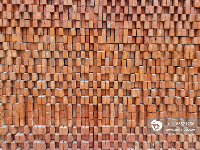 Brown brick wall. Texture of brown brick wall pattern background. Abstract wallpaper texture with old and vintage style pattern. Home or office design backdrop. Outstandingly beautiful architecture.