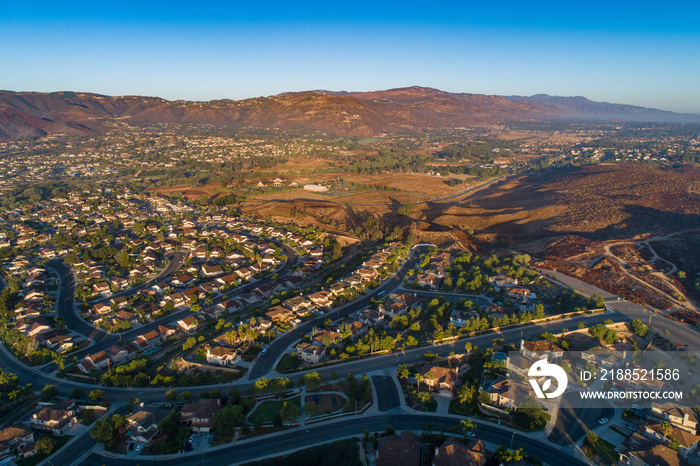 aerial photo of residential homes in california