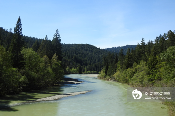 The beautiful scenery of the Klamath River in Northern California.