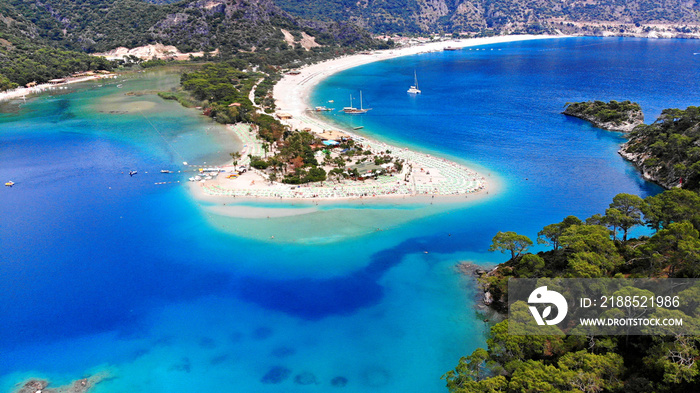 Oludeniz, Turkey. Blue Lagoon beach, aerial.  Beautiful sea landscape for travel background.