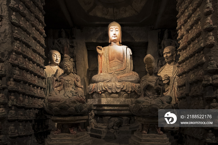 Stone Buddha and relics from Zhongshan Grottoes Xian, China