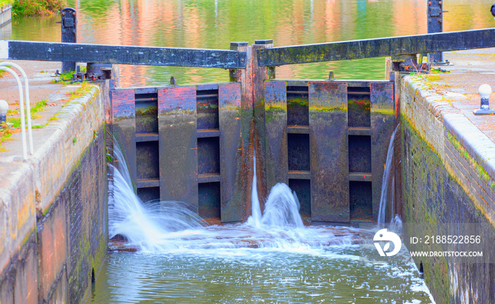 Irrigation ditch with culvert - Diversion dam and inlet to irrigation ditch