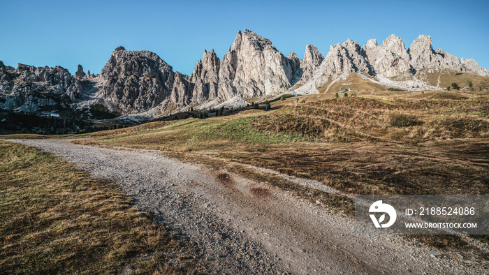 Dirt Road and Hiking Trail Track in Dolomite Italy