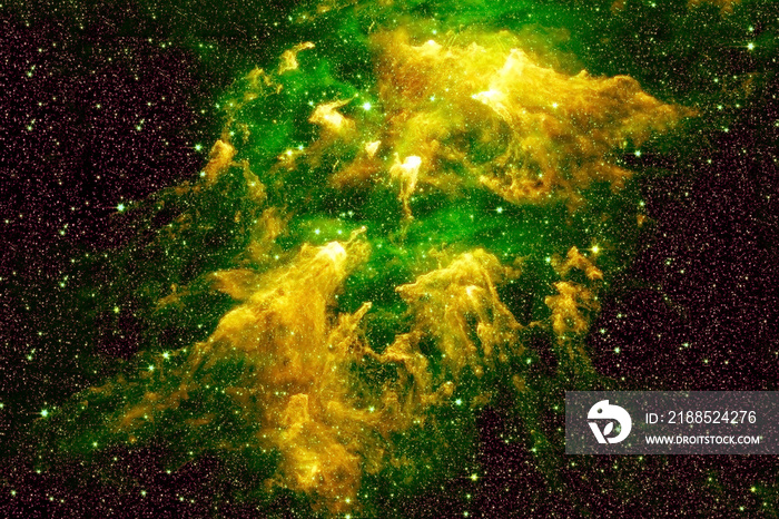 Beautiful space nebula of green color. Elements of this image were furnished by NASA.