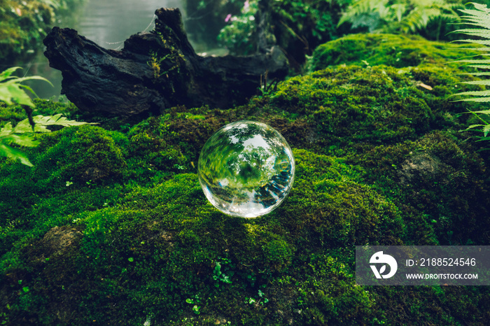 Glass ball : Natural power and environment saving concept.