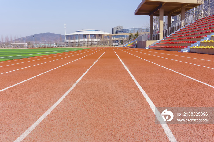 Track and field red plastic runway