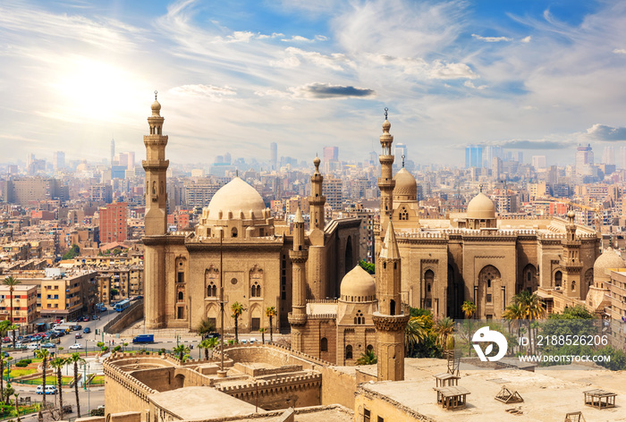 Wonderful view of The Mosque-Madrassa of Sultan Hassan from the Citadel, Cairo, Egypt