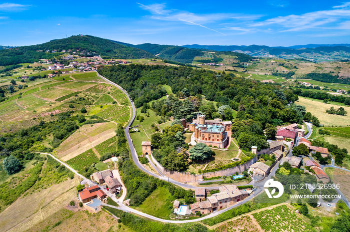 Chateau de Montmelas, a medieval castle in the Rhone department of France