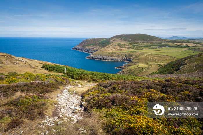 Walking on the Welsh Coast Path around Aberdaron on the Llyn Peninsula in North Wales