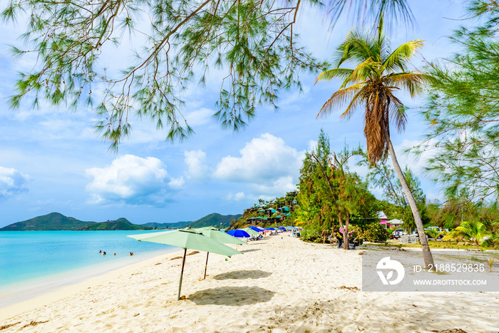 Valley Church Beach, paradise bay at tropical island Antigua in the Caribbean Sea