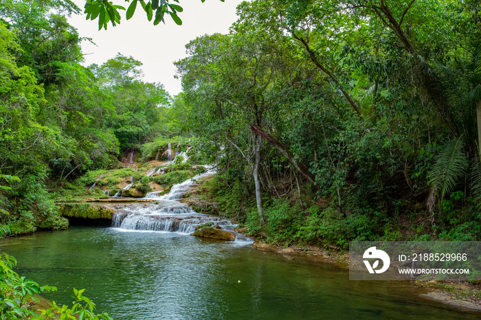 waterfall in the jungle in bonito brazil