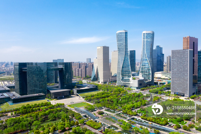 Aerial photography CBD center of Qianjiang New City, Hangzhou