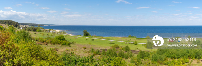 Panoramic view over the coastline of Kivik on the Swedish East Coast. Captured summertime.