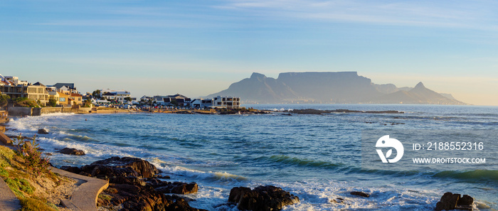 Afternoon  view of Table Mountain viewed from Big Bay Blouberg Cape Town, Western Cape, South Africa.Cape Town. Western Cape. South Africa