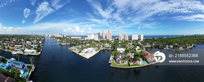 Fort Lauderdale aerial shot shot of the canals near the beach