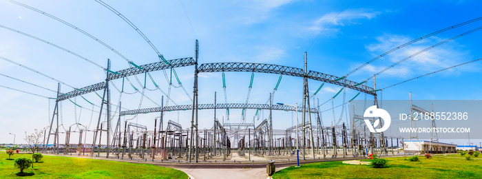 modern electricity power station on blue sky background