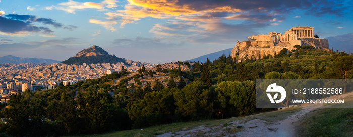 Iconic Parthenon Temple at the Acropolis of Athens, Greece