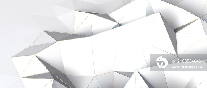 3D rendering of silver color triangle polygonal