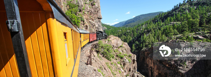 Steam train connecting Durango to Silverton in Colorado / USA