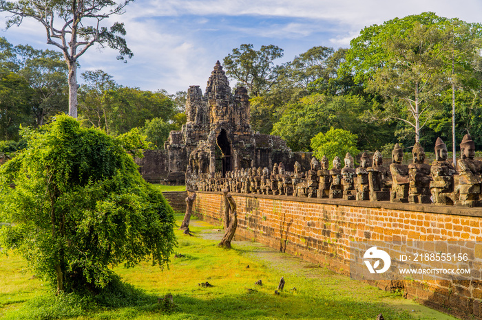 Khmer temple structures at inside the temple complex of Angkor Wat, Cambodia